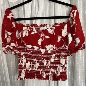 Red Tropical Blouse